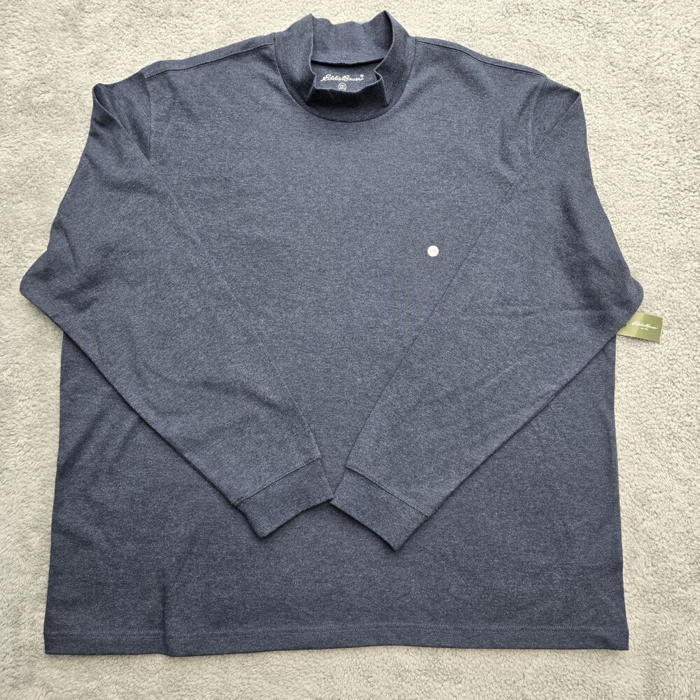 Eddie Bauer Long Sleeve Mock Neck T Shirt Heather Blue Men XXL